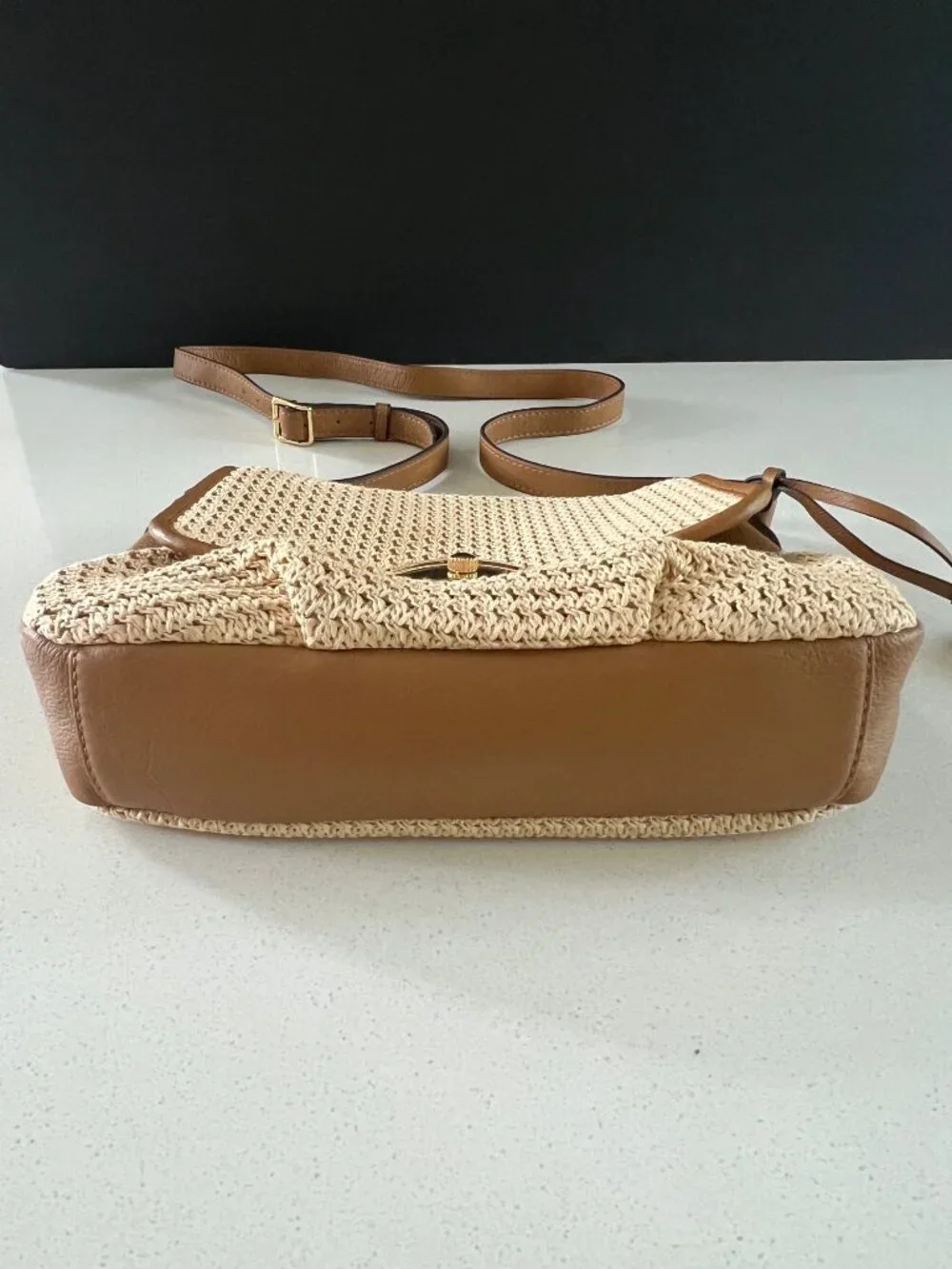 AIMEE Cannes Flap Crossbody Bag beige Raffia Canyon